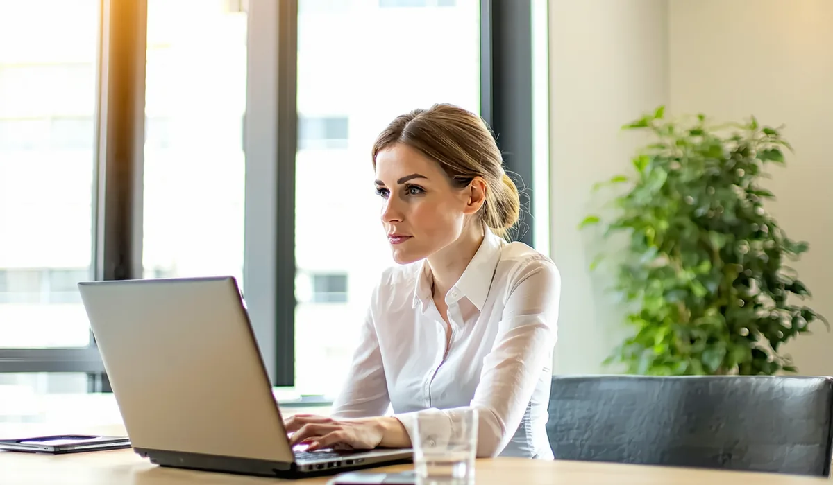 Annika Lindqvist, CEO and Founder of Carbonkindle, working at a desk with sustainability data on screen