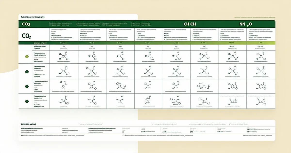 Data table showing emission factor calculations from scientific sources