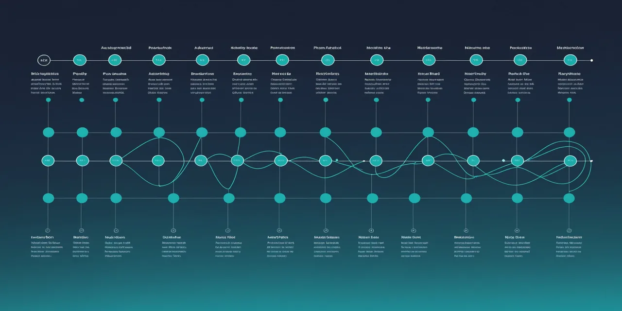 Abstract regulatory timeline visualization with milestone nodes