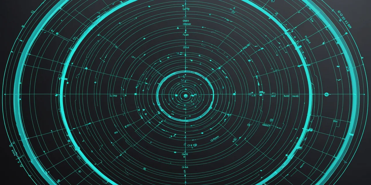 Abstract GHG Protocol scope boundary visualization with three concentric boundary rings